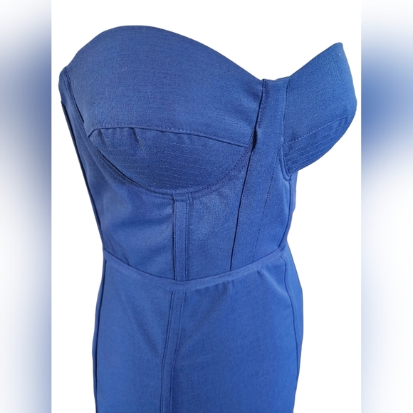 NWT Designer Elle Zeitoune Bustier Pencil Dress Colbaly Royal Blue Sz6 Medium - Picture 9 of 14